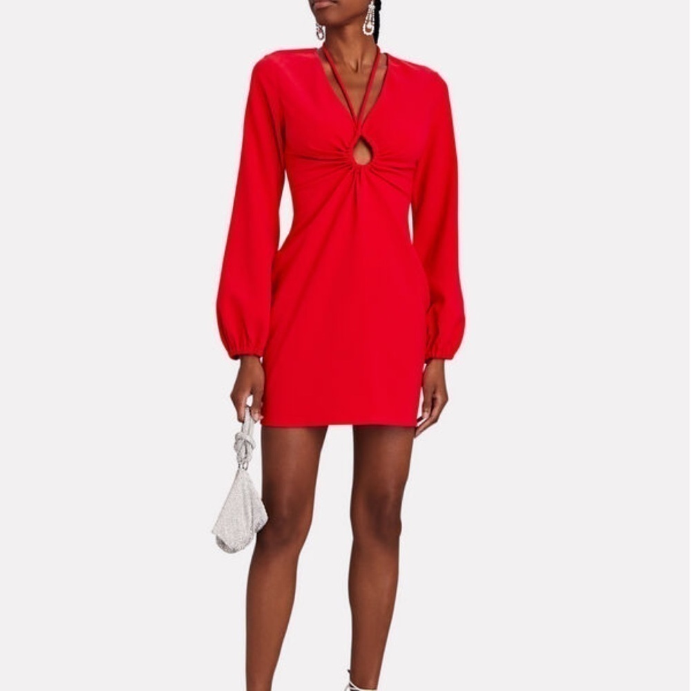 NWOT A.L.C. Womens Leslie Red Cut-Out Plunge Party Mini Dress sz 4